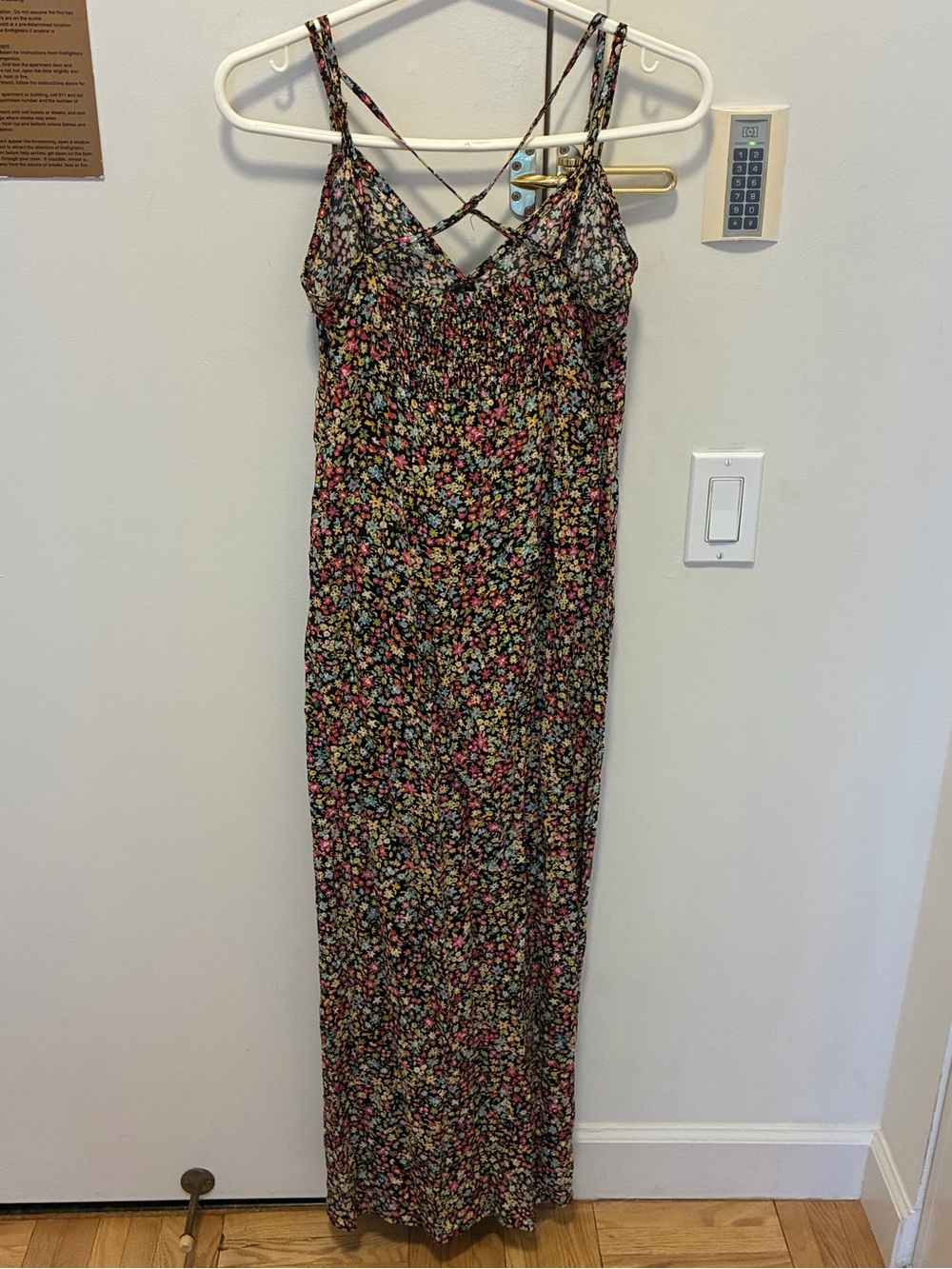 Zara Black Floral Maxi Dress with Multi-Colored Blossoms - Picture 2 of 12